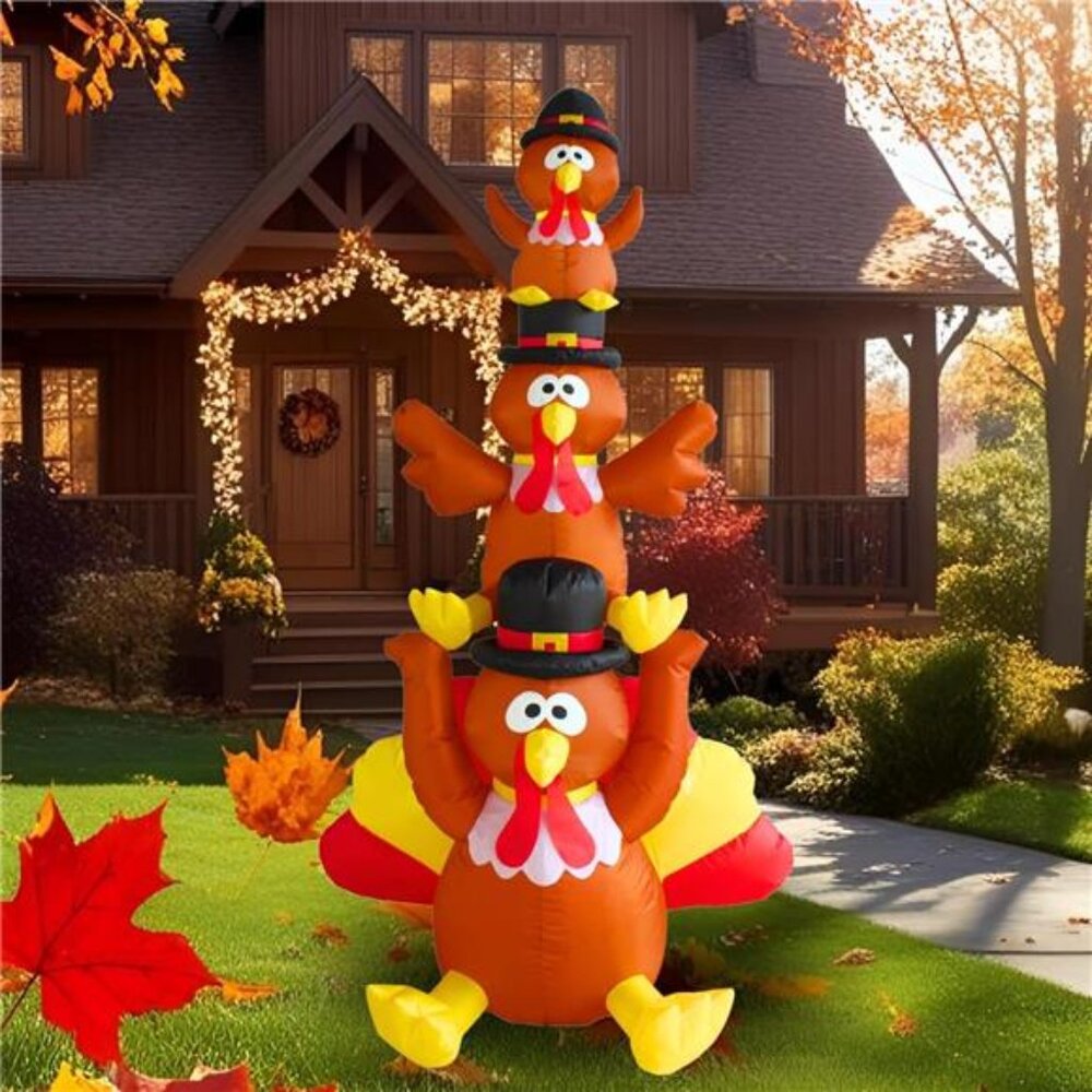 New 6FT Inflatable Turkey Tower Outdoor Decoration, Thanksgiving‎ Blow Up Yard